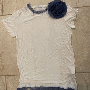 RED Valentino tee with chiffon flower and ruffle detail